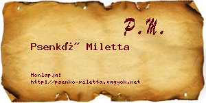 Psenkó Miletta névjegykártya