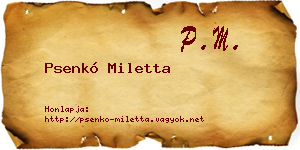 Psenkó Miletta névjegykártya