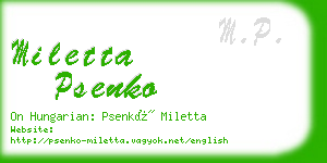 miletta psenko business card